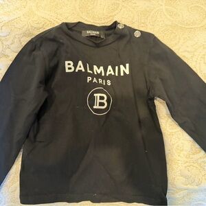 Balmain Black Logo Long Sleeve Top